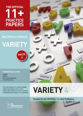 11+ Practice Papers, Variety Pack 4, Multiple Choice: English Test 4, Maths Test 4, Verbal Reasoning Test 4, Non-verbal Reasoning Test 4.