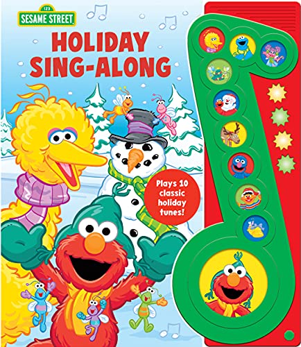 Sesame Street Elmo, Big Bird, and More! Holiday Sing-Along Song Book Little Music Note Deluxe 10-Button Sound Book